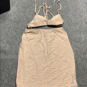 Two piece beige glitter